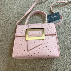 Crossi Stylish Pink Mini Bag with Gold Accent.